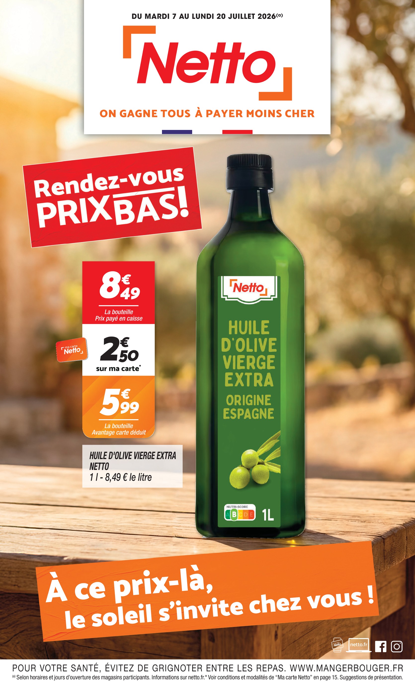 Prospectus Netto à Lagnieu: "Rendez-vous PRIX BAS !", 20} pages, 07/07/2026 - 20/07/2026